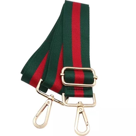 NEW Green red web strap 39"-55" bag strap - Picture 1 of 13